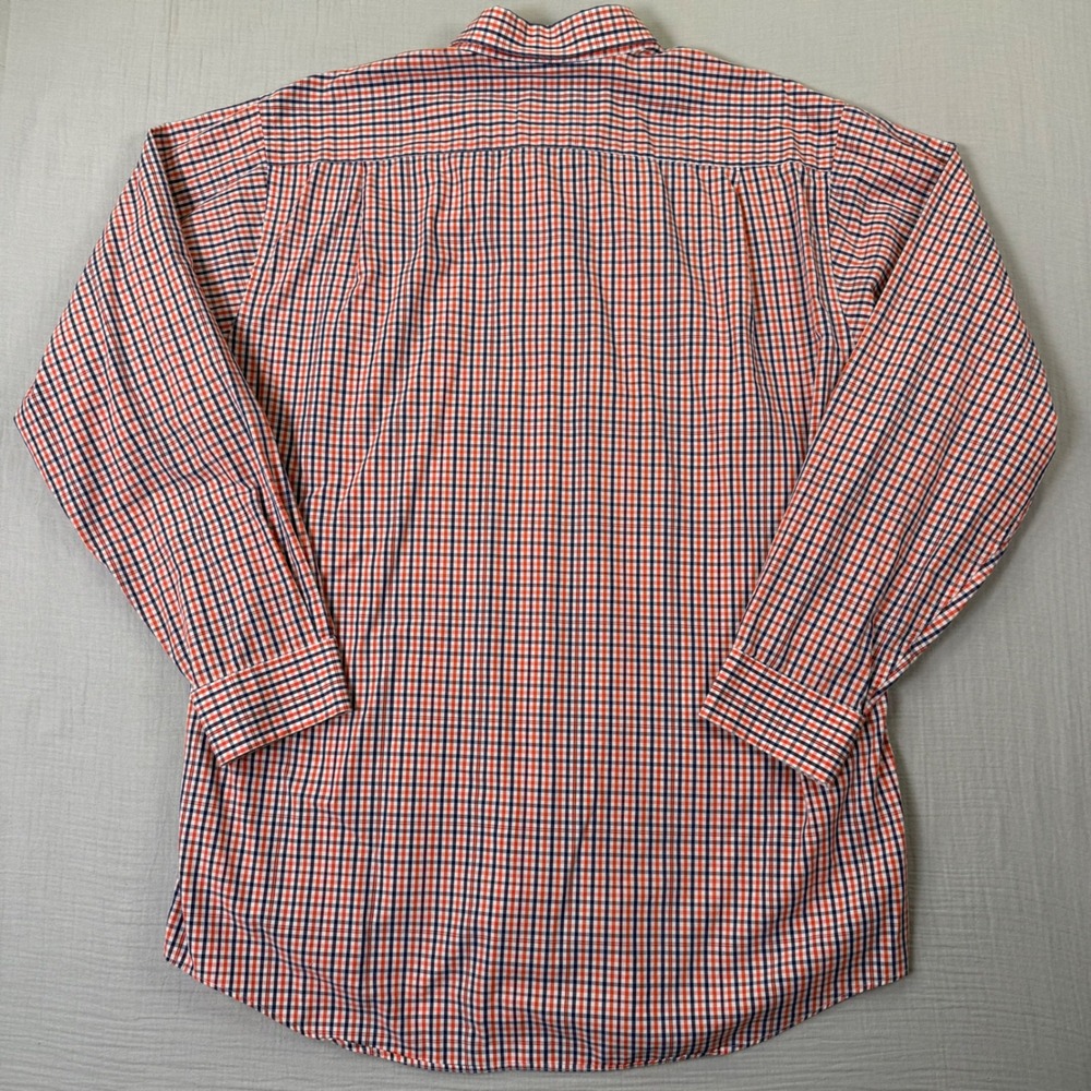 Southern Proper Mens Large Gingham Button Down Shirt Orange Blue 100% Cotton - Picture 3 of 6